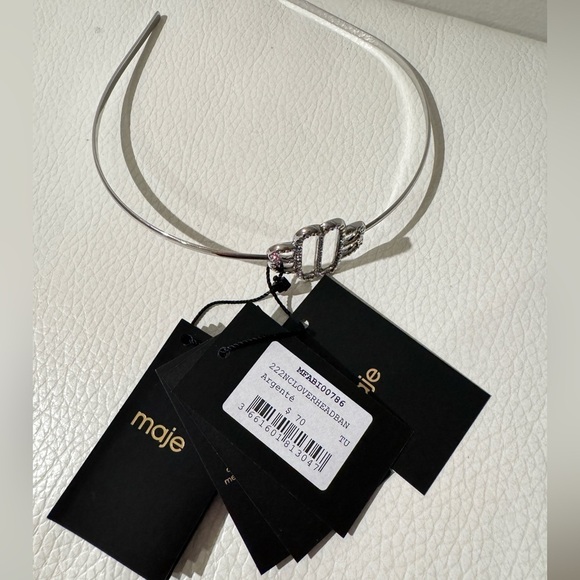 NWT MAJE Clover Logo Silver Headband - Picture 5 of 5